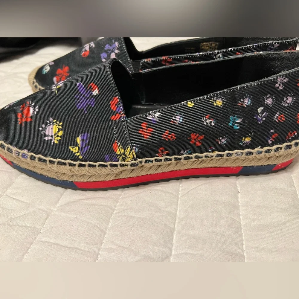 Diane Von Furstenberg Black Floral Espadrille Flats Shoes Women's‎ 9M